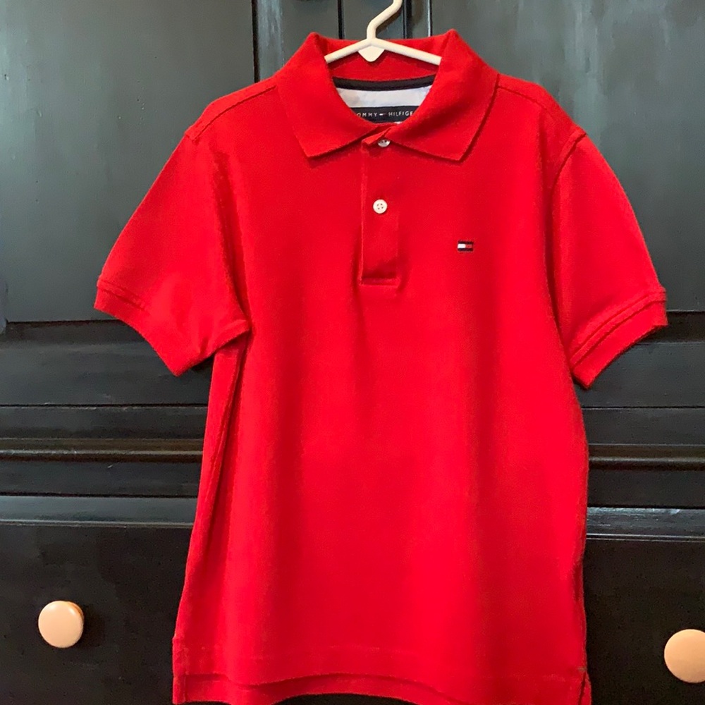 Boys Red Tommy Hilfiger Shirt.